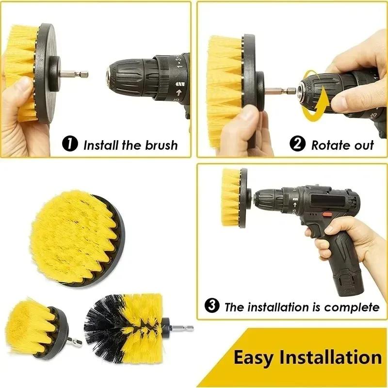Multi-functional Electric Drill Brush Set Accessories Nylon Scrubber Brush Cleaning Tool For Floor Furniture Kitchen Bathroom