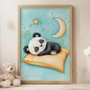 Poster Cute Panda Sleeping On Orange Pillow Poster Cute Panda Sleeping On Orange Pillow, 50X70 Cm, Gold Aluminum Frame, Matte Paper 23