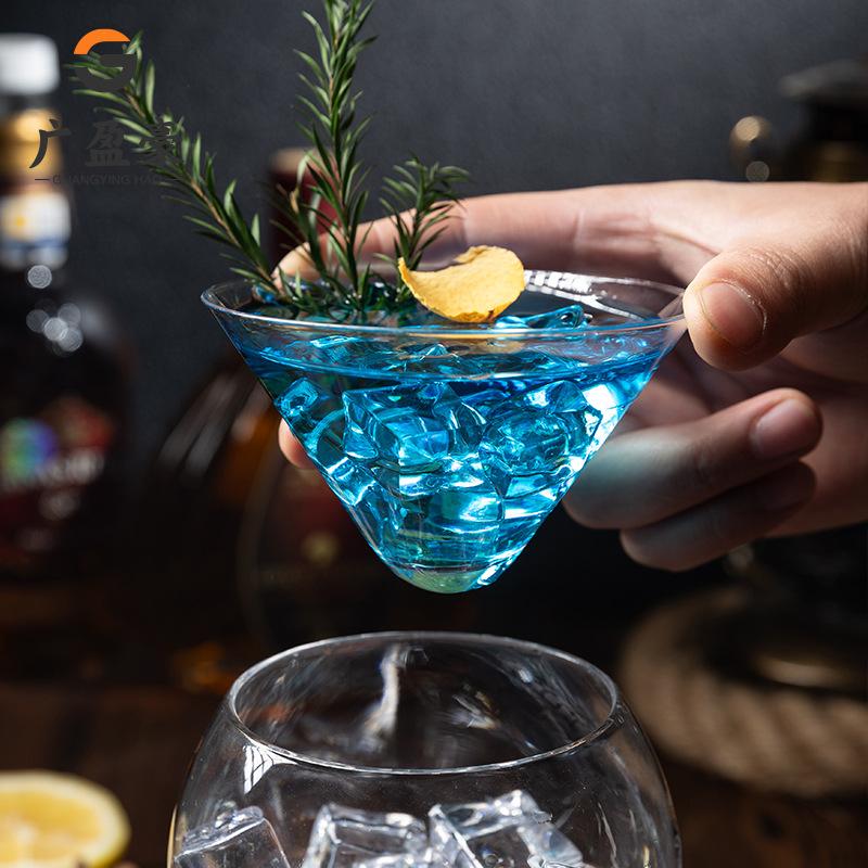 Luxury Crystal Glass Cocktail Set Martini Glass and Molecular Mixology Shaker Barware for Home Bar Party Supplies