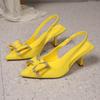 Women's High Heels with Bow Fine Heel Pointed Point, Shallow Mouth Straight Buckle Sandals Summer Fashion Women's High Heels