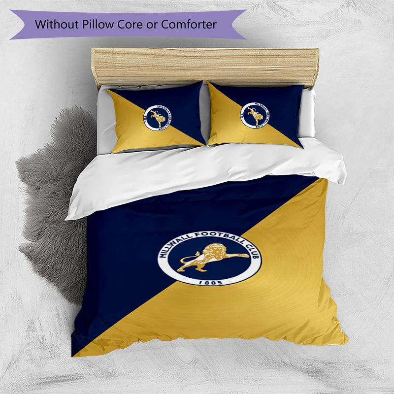 Millwall Football Printed 3 Pieces Bedding Set, Comfortable Skin Friendly Bedroom Duvet Cover Set