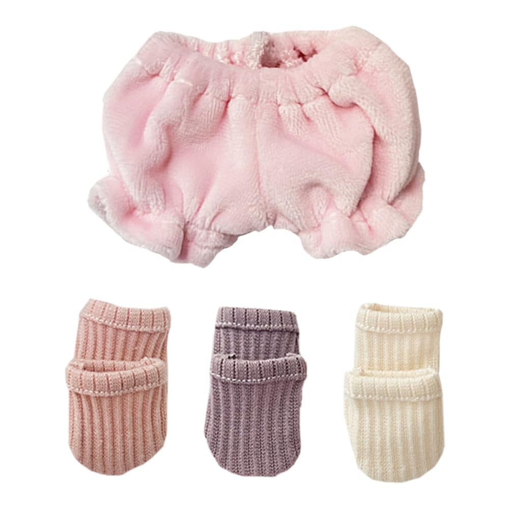 

niannyyhouse 15cm x 20cm Plush Clothes, Shorts, Soft Bottoms, Ribbed Knit Socks, Cotton Doll Accessories, Dress-Up (A2, 15cm)
