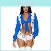Trendy Adult Halloween Stage Costume Women's Cheerleader Outfit With Star Design