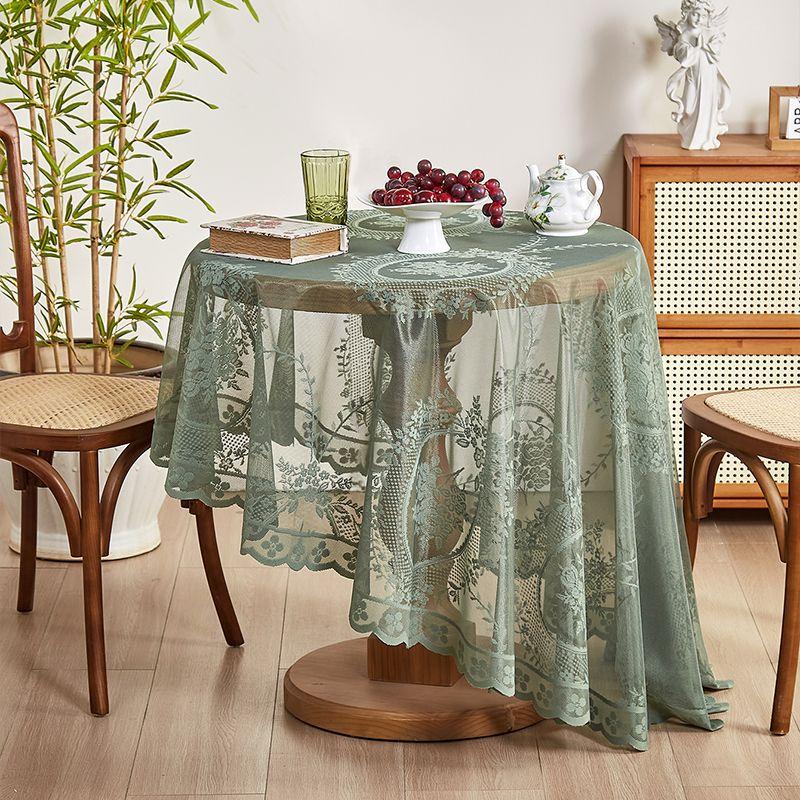 New Square Table Round Table Hollowed Out French Lace Round Mirror Flower Living Room Bedroom Study Dining Table