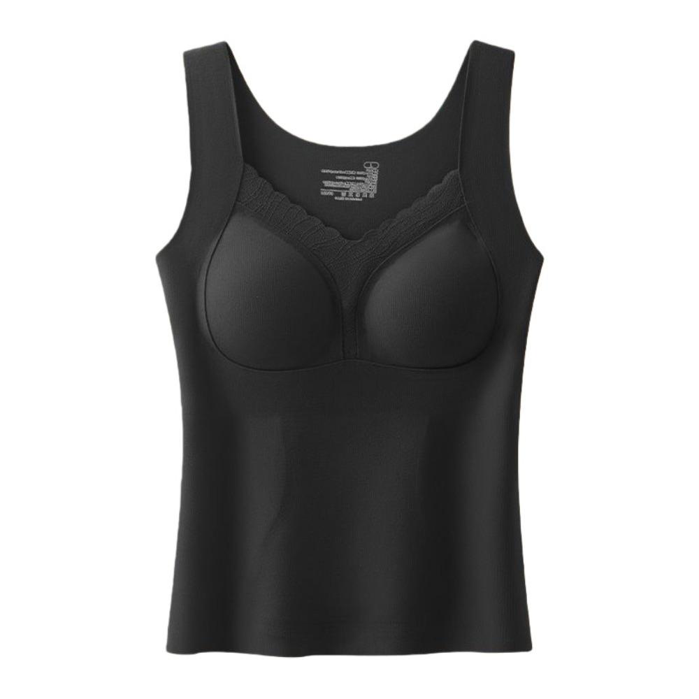 

Fashion Slim Fit Seamless Thermal Vest Pullover Warm Wool Warm Undershirts with Fix Pads Antistatic Bottoming Shirt Women Women XXL чорний