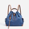 2025 Summer New Niche Design Backpack Retro Denim Drawstring Shoulder Bag Large Capacity Fashion Splicing Bag