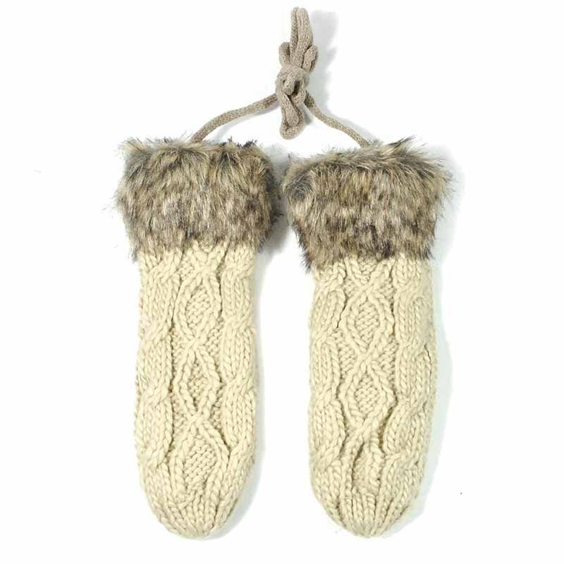 Damen Mädchen Warme Cartoon-Handschuhe Niedliche Gestrickte Winterfäustlinge mit Kuscheligem Komfort