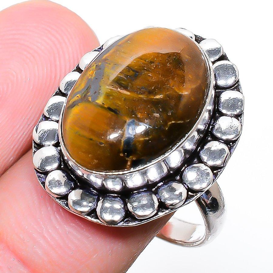 Tiger Eye Gemstone Handmade 925 Sterling Silver Jewelry Pendant 3.15"