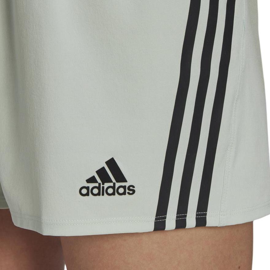adidas Three Stripe Logo Drawstring Elastic Waist Straight Leg Shorts Women Shorts Gray HJ9823