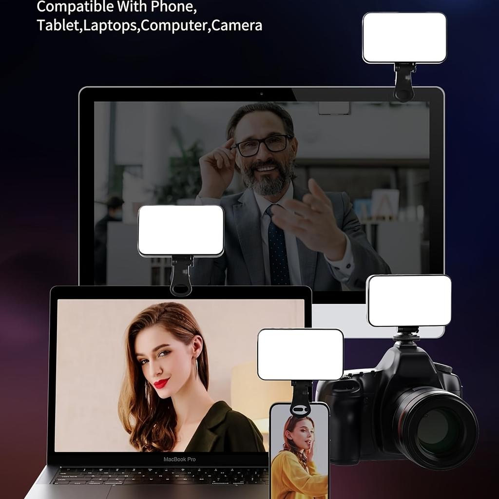 Portable Mini Selfie Fill Light Rechargeable 3 Modes Adjustable Brightness Clip On For Mobile Phone Make Up Computer Fill Light