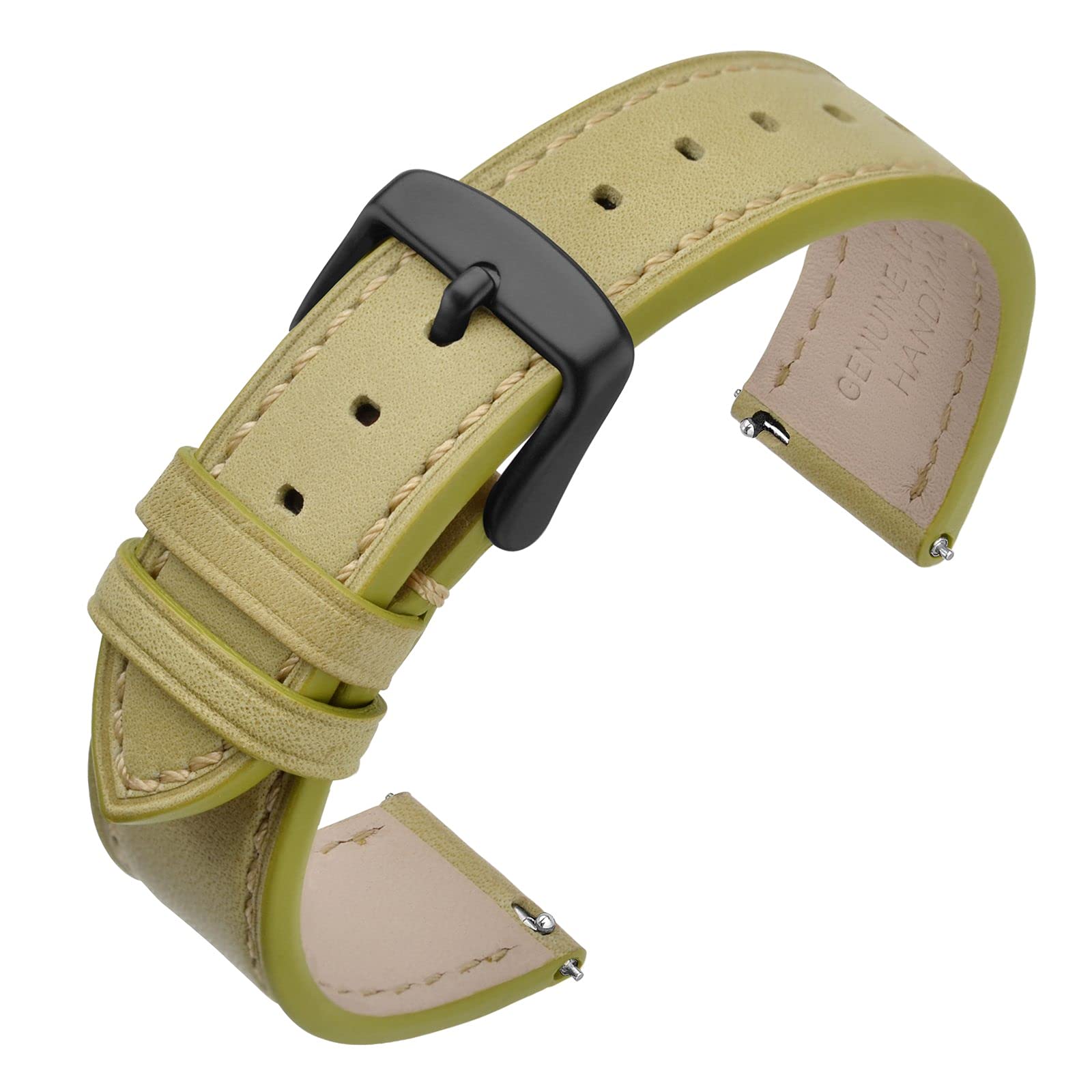 

ANNEFIT Leather Quick-Release Replacement Watch Band 0.67/0.7/0.75/0.79/0.83/0.87 inches (17/18/19/20/21/22 mm), Leather Stainless Steel 18mm