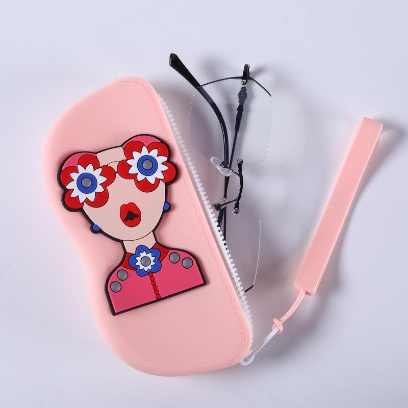 

Silicone Glasses Case Cute Portable Waterproof Drop-Resistant Sunglasses Storage Bag with Hanging Handle for Travel