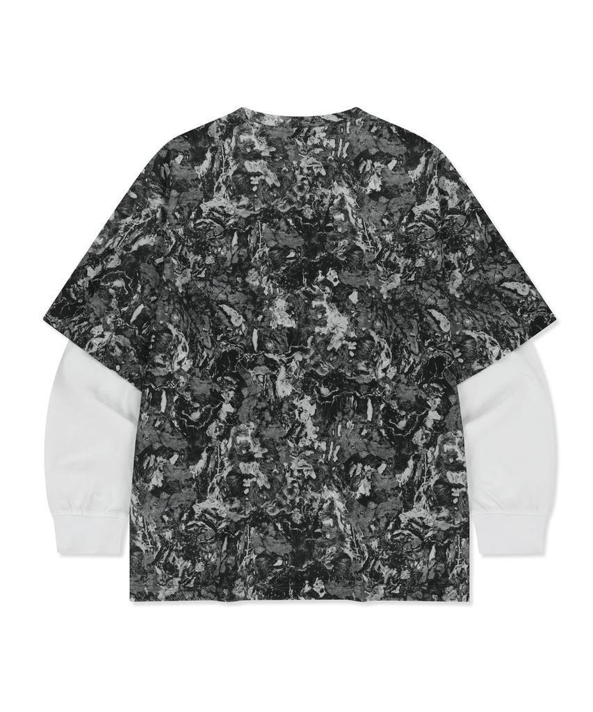 BROWNBREATH Earth Pattern Layered Tee - Gray