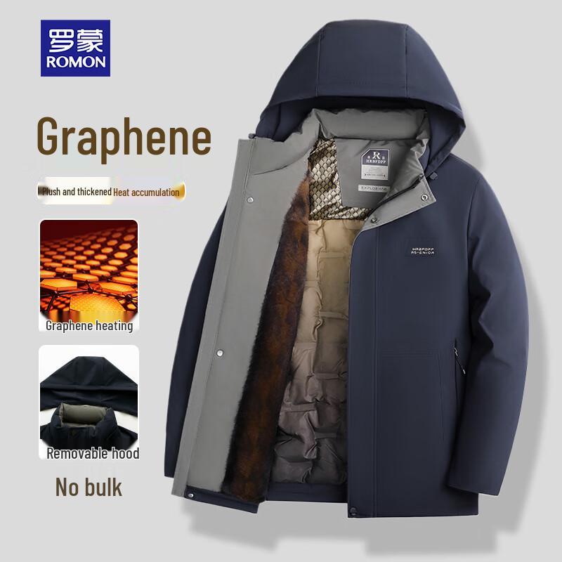 ROMON Men's Graphene Thickened Winter Padded Jacket with Detachable Hood