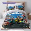 Name Custom Anime Mha Pattern Bedding Set Quilt Cover Pillowcase Home Decor Gift (1 * Duvet Cover + 2 * Pillowcase, Without Core)