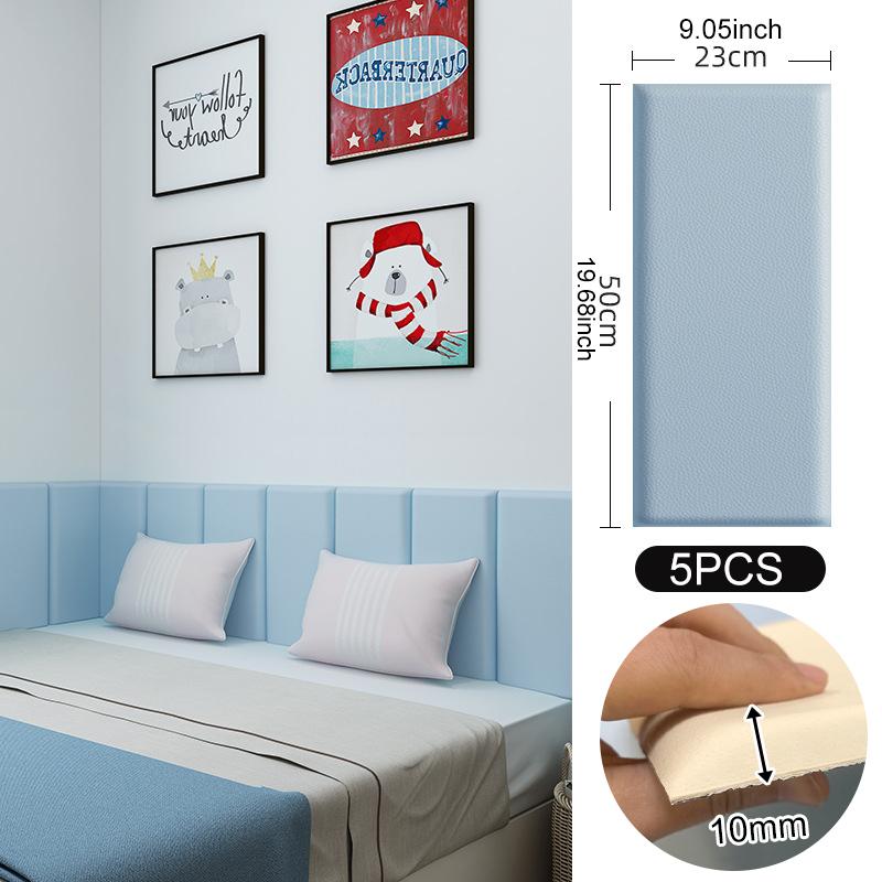 5PCS/SET 3D Wall Stickers Kids Anti-collision Leather Wall Panels Wallpaper Self-adhesive Soft Bag Peel and Stick Headboard Deco