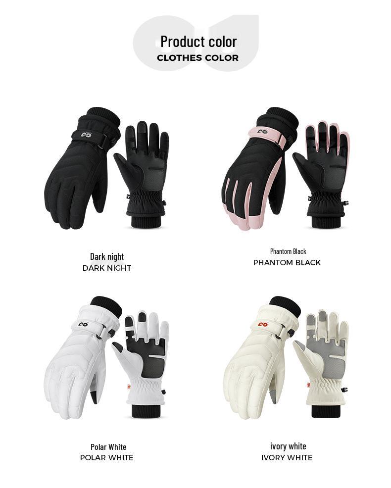 SK42 Unisex Fleece-Lined Ski Gloves: Anti-Slip, Thickened, Warm for Outdoor Sports and Motorcycle Riding
