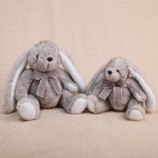 Huggable Plush Bunny Toy Stuffed Plaid Bow Rabbit Plushie Simulation Animal Doll Home Living Room Bedroom Decoration Birthday Gift