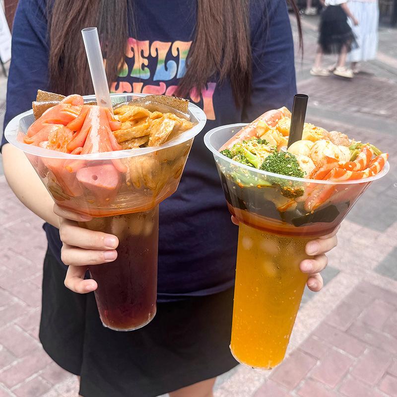 10/50Pcs Disposable Plastic Cup Drink Snack Cup Bowl Bubble Milk Tea Fruit Portable Cups Desserts Fondue Cup Adults Kids
