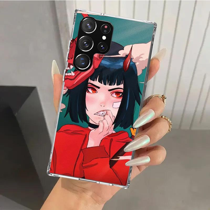 Japanese Style Anime Girl Phone Case for Samsung Galaxy S26 S24 S23 Ultra S25 Edge S22 S21 Plus S20 FE + Soft Print Shell Funda