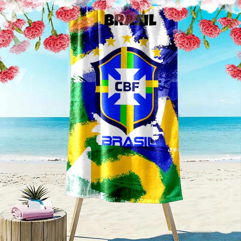 Telo da Spiaggia CBF Brasil Print, Grande Morbido Asciugatura Rapida per Spiaggia Campeggio Nuoto