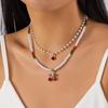 Lovely Red Cherry Imitation Pearl Choker Necklace for Women 3D Simulated Fruit Strawberry Clavicle Chain Girls Party Wedding Gif