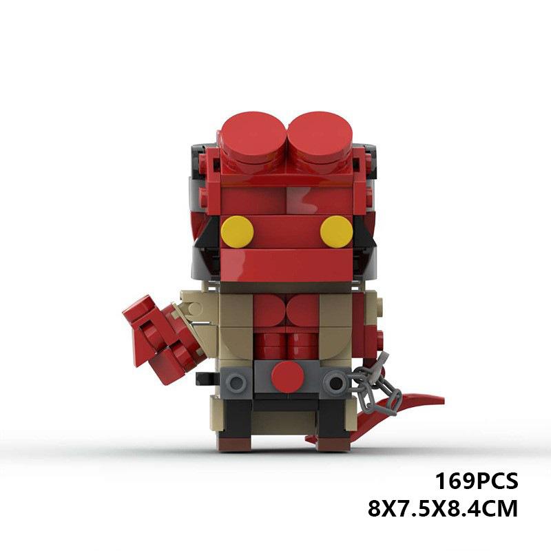 Building Block Compatibility, Square Head, Hellboy, Creative Assembly, Small Particle Square Head Boy, Ornament Gift
