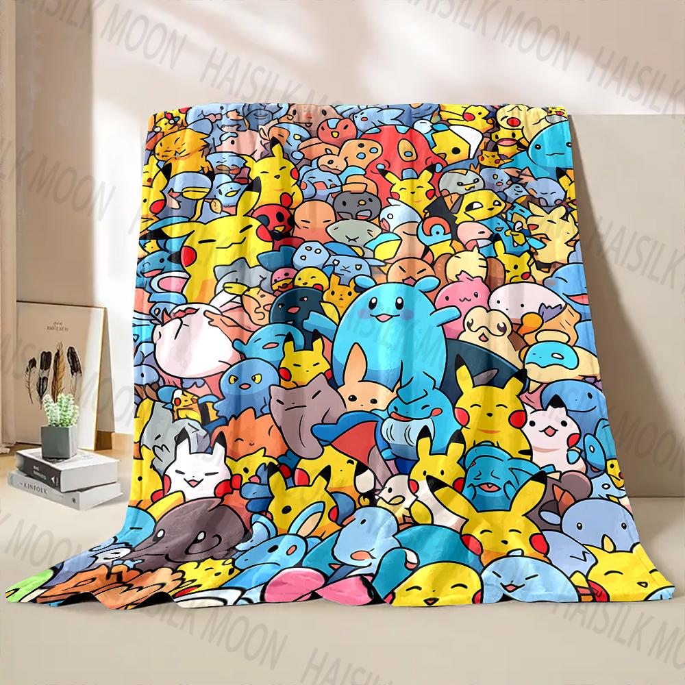 1PC Pokémon Print Blanket Adult Children Warm Blankets for Home Travel Bed Sofa Car Office Soft and Comfortable Blanket for Gift