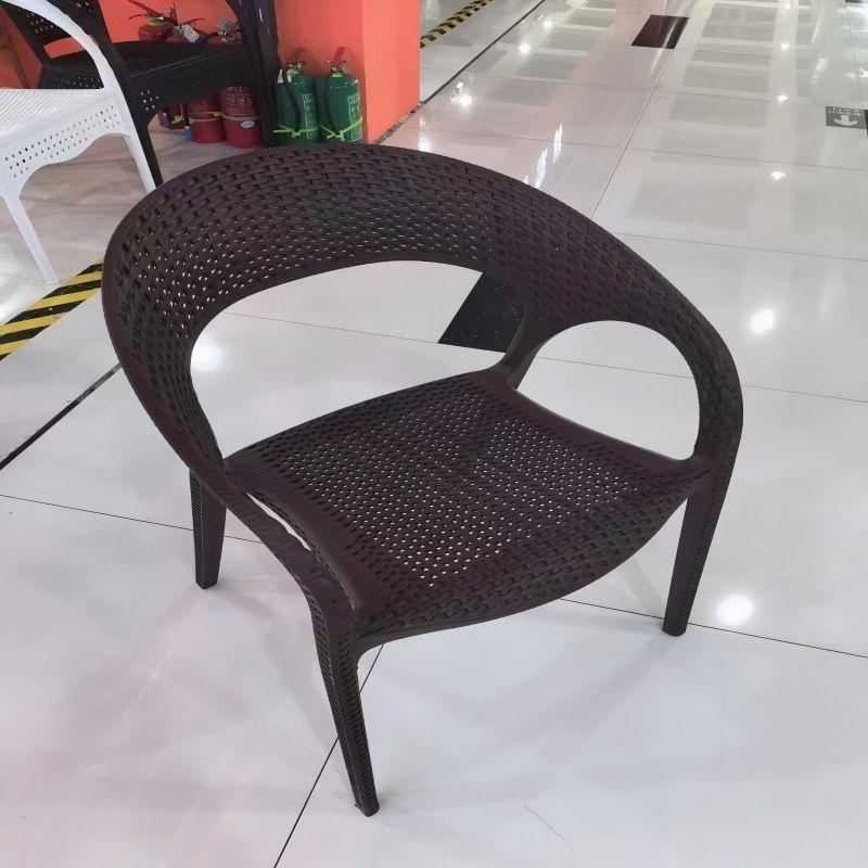 Modern Rattan-Style Stackable Outdoor Chair for Home, Balcony, or Courtyard Use