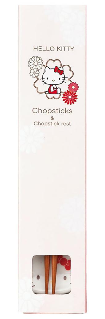 Sanrio Characters Hello Kitty with Chopstick Rest Japanese Kitty Made In Day (SANRIO) Chopsticks, 22.5cm Long, Set, Approx. 4x2cm, Tableware,