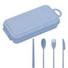 4pcs Wheat Straws Dinnerware Set Portable Tableware Cutter Fork Spoon Chopsticks Set Travel Cutlery Set Kitchen Utensil Box