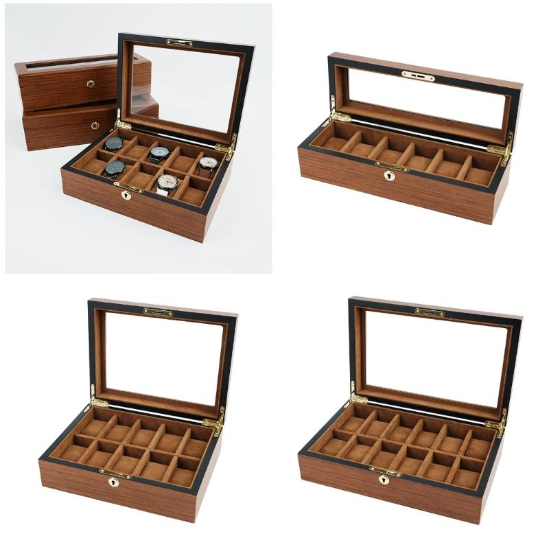 Elegant Wooden Watch Box With Soft Lining And Visible Top Holds 6 10 Or 12 Timepieces Minimalist Watch Organizers