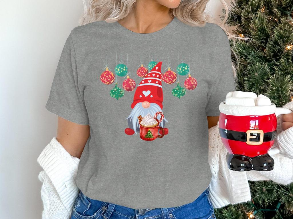 Christmas Gnome Hot Cocoa T-Shirt | Festive Holiday Drink Tee