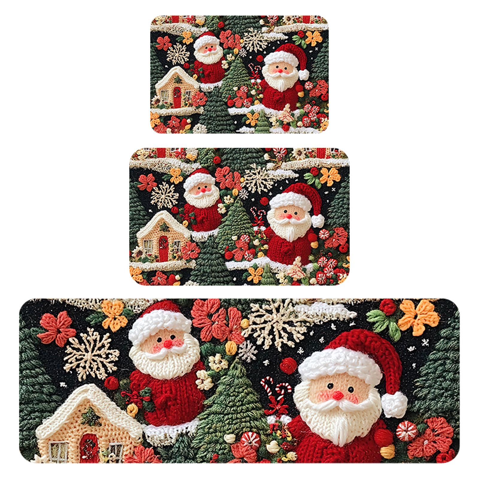 

Рождественский кухонный противоскользящий коврик, ковер, фланелевый придверный коврик, набор из трех частей 45*120СМ/50*80СМ/40*60СМ One Size