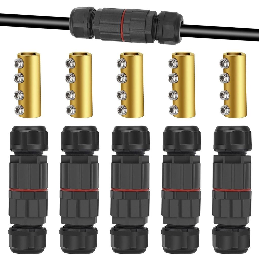 5PCS IP68 Waterproof Junction Box, Electrical Cable Wire Connectors, with 6-10 AWG 80A Screw Wire Connector Nut