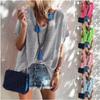 Summer Candy Color Plus Size Loose V-neck Short Sleeve T-shirt for Women Casual Light Streetwear Top