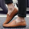 Spring Leather Doudou Shoes New One-pedal Round Head Casual Leather Shoes Simple Style Daily Low-top Men's Shoes