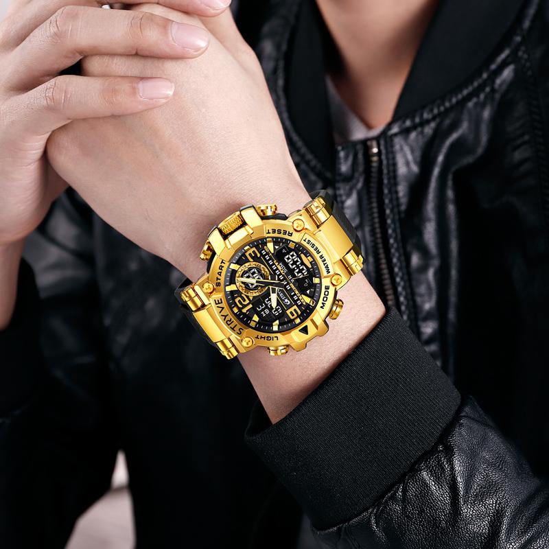 STRYVE Men's Watches 8025 Fashion Watch for Man 5ATM Waterproof Men's Clock High Quality Digital-Analog Movement Silicone Strap