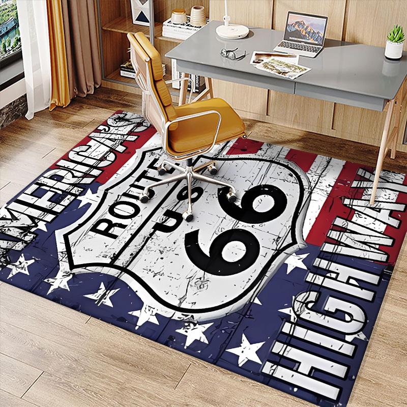 UNS. Route 66 Bedruckter Saugfähiger Waschbarer Teppich, Rutschfeste Badezimmerteppiche, Küchenteppiche, Yogamatte, Wohnzimmer Eingang, Camping Picknickteppiche