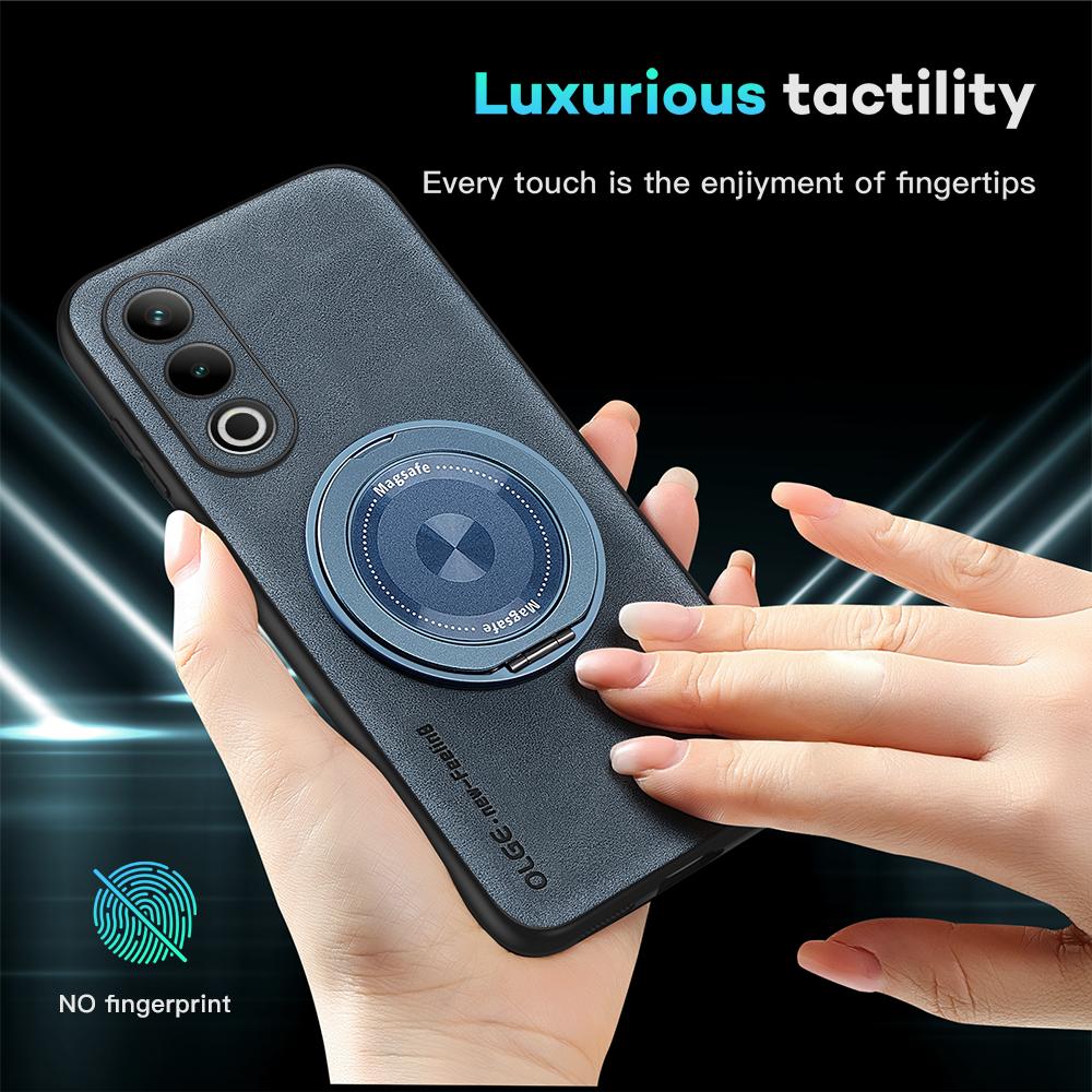 For OnePlus ACE 3 3V Fine Hole Sheepskin Swivel Bracket Magnetic Soft Edge Anti Drop Anti Fingerprint Phone Case