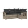 4 piece garden sofa set with cushions light grey poly rattan