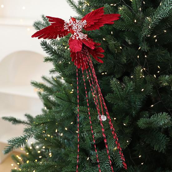 Artificial Glitter Birds Christmas Tree Ornament Realistic Long Tail Hummingbird With Faux