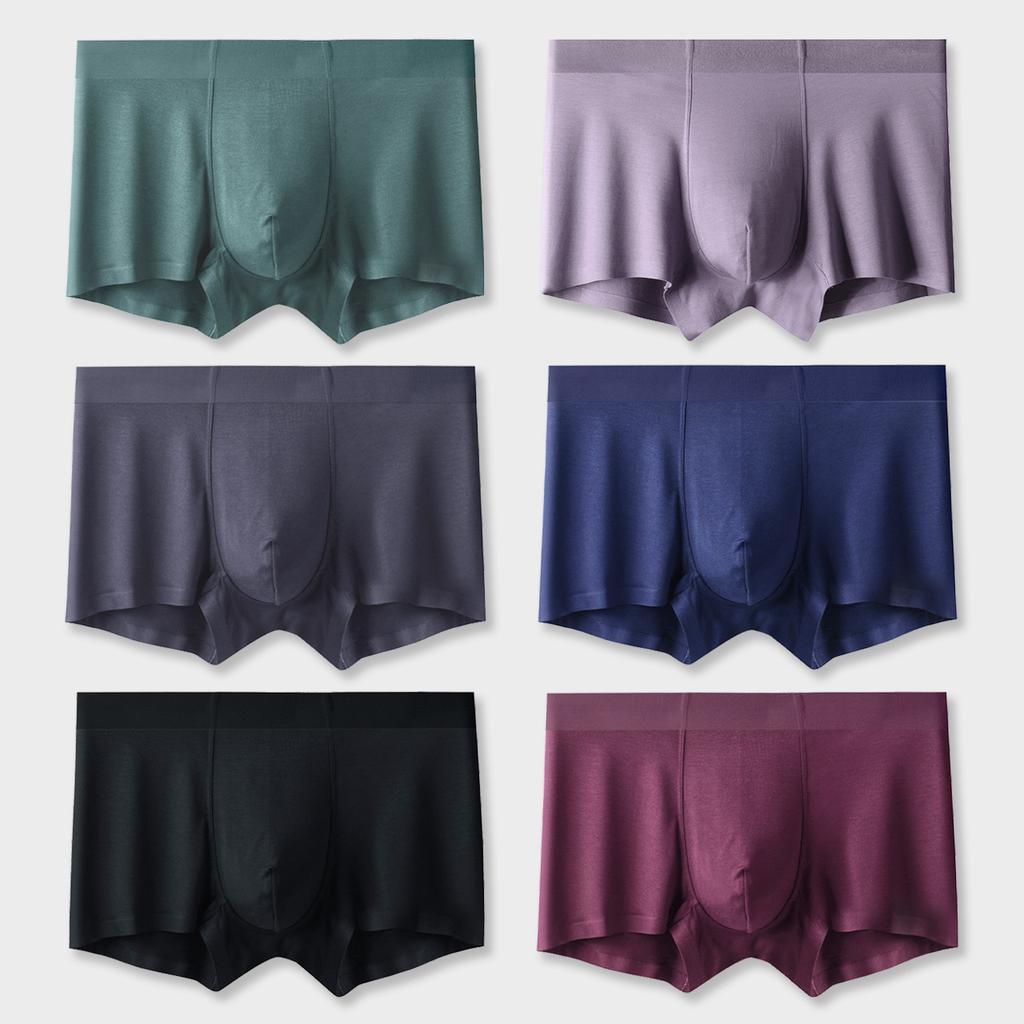 Plus-size Men Modal Graphene Slim Breathable Non-mark Flat-angle Briefs