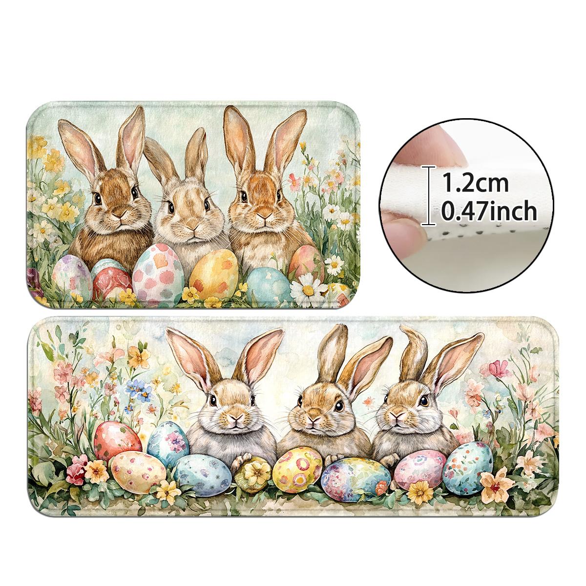 

VIKAMA Easter Bunny Eggs Kitchen Mat Set Comfortable Doormat Welcome Mat Rug For Bedroom Carpet For Living Room Home Decor 40X60CM (1.3X2FT