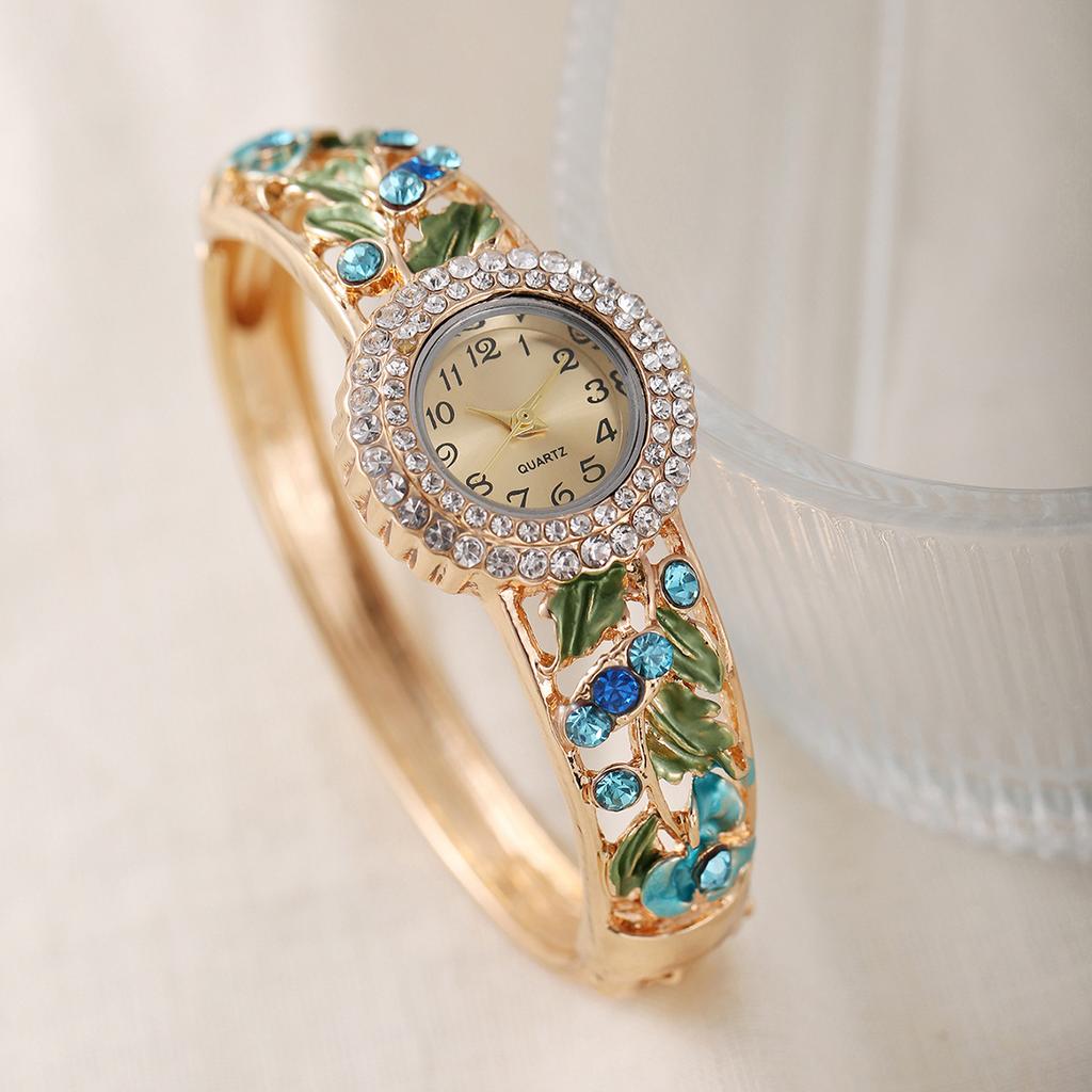 Women's Watch Rhinestone Decorative Leaf Bracelet Quartz Wristwatch