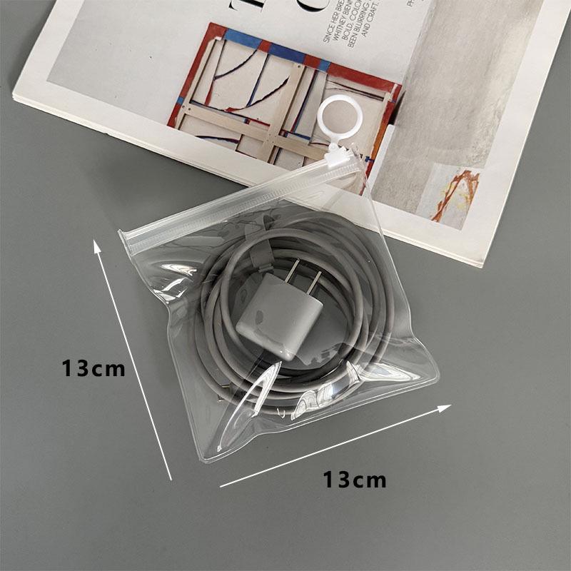 Portable Transparent Data Cable Organizer with Zipper