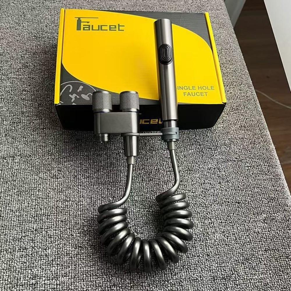 Stainless Steel Material Handheld Bidet Sprayer Double Outlet Hand-held Design Toilet Cleaning Bidet Sprayer Pressurized Spray