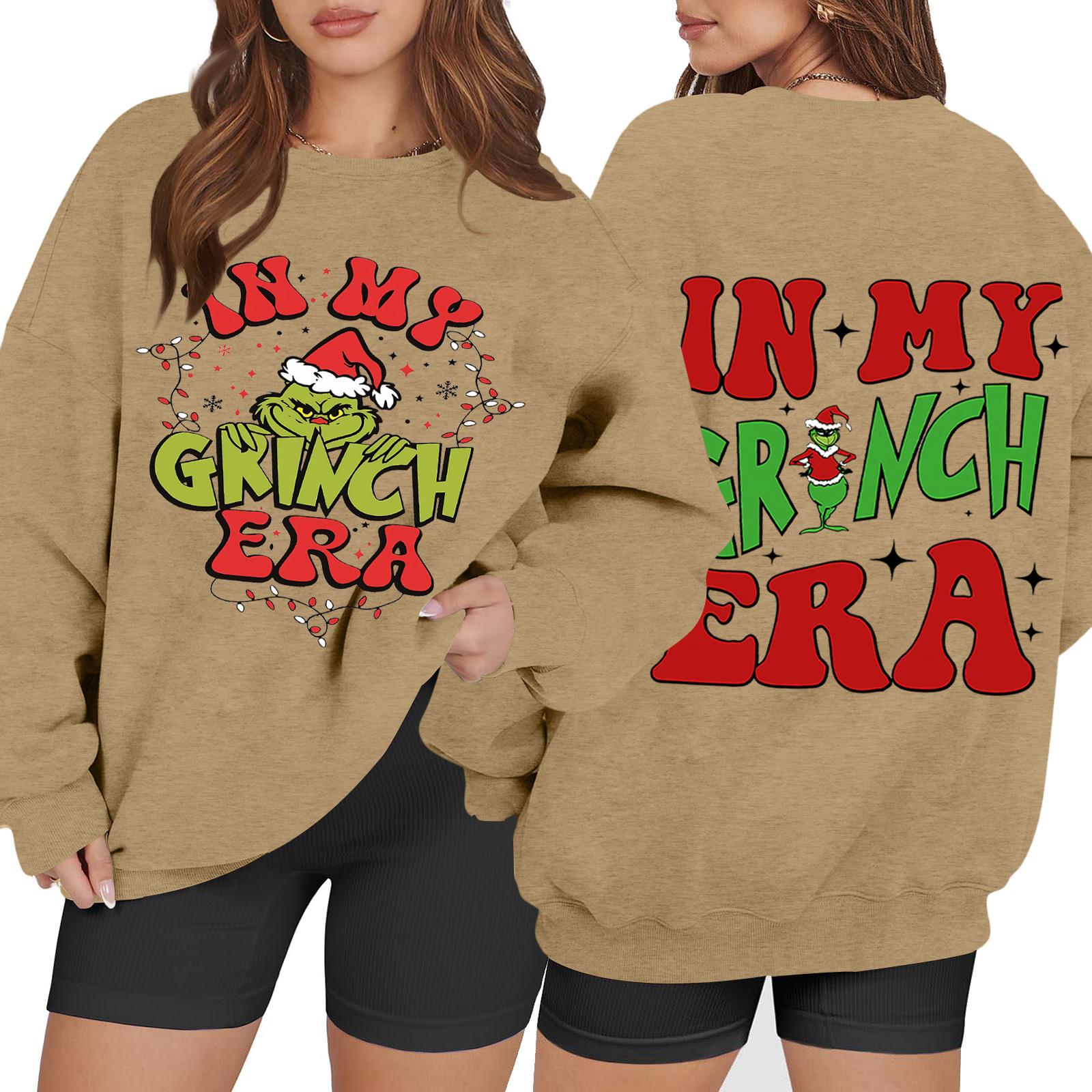

Women s Casual Fashion Long Sleeve Christmas Printed Round Neck Sweatshirt Top L хакі