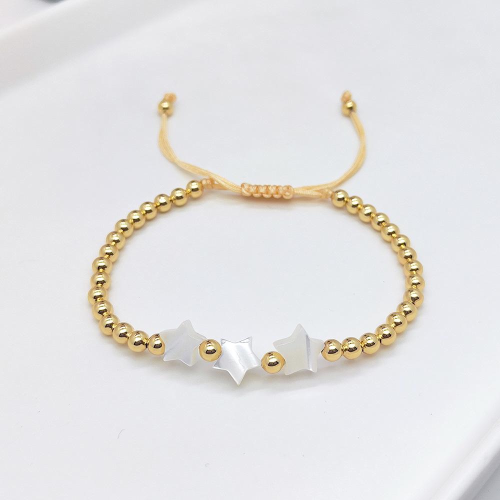 Nicssy Gold Color Beaded Bracelets for Women Jewelry Natural Shell Cross Star Heart Charm Bracelet Adjustable Rope Pulseras