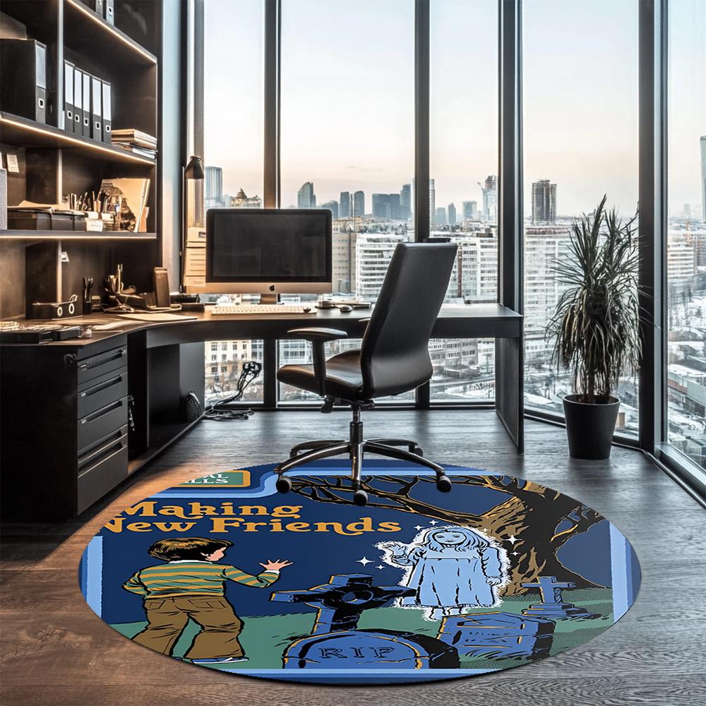 Steven Rhodes Printed Round Rug Carpet Chair Rug Area Rug Entryway Doormats,for Office Chair Living Room Bedroom Kitchen Room.